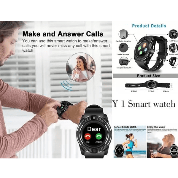 Digital Y1S Unisex Bluetooth Smartwatch with Sim Slot - Image 3